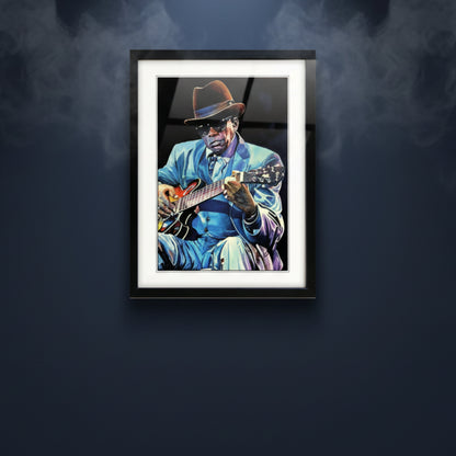 Framed pop-art print of blues musician B.B.