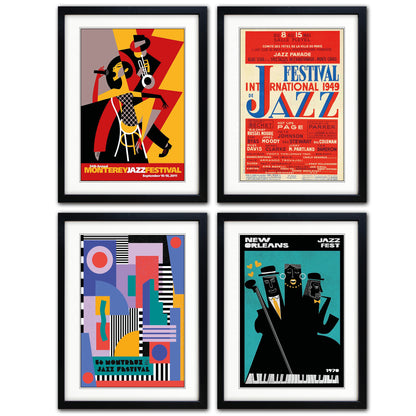 Vintage Jazz Festival Promotion Poster Prints Collection of 4 | A3 Luxury Satin | No.2