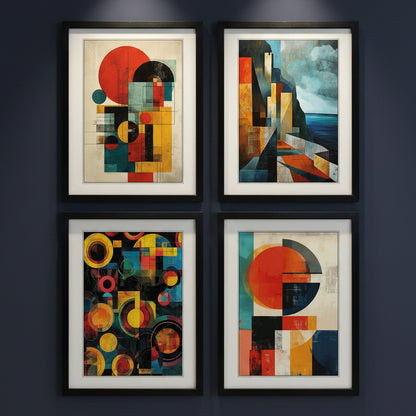 Abstract Modernist Poster Paintings A3 Luxury Satin Paper | Set of 4 Prints | No.1