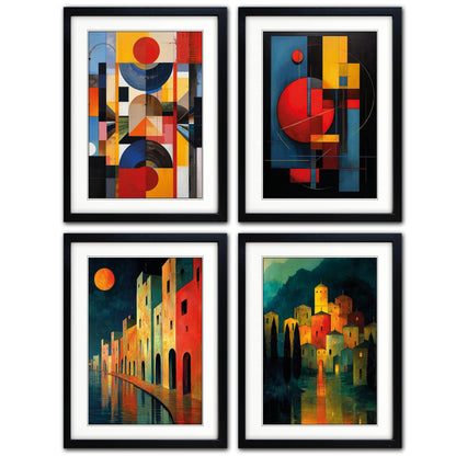 Abstract Modernist Poster Paintings A3 Luxury Satin Paper | Set of 4 Prints | No.2