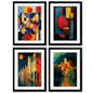 Abstract Modernist Poster Paintings A3 Luxury Satin Paper | Set of 4 Prints | No.2