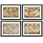 Antique World Map Reproduction Prints | A3 Satin | Collection of 4