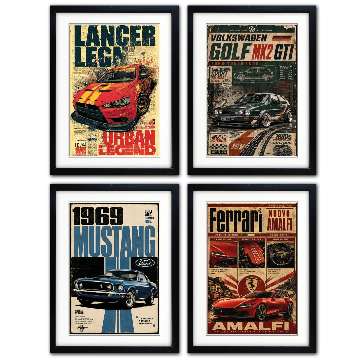 Auto Motor Classic Design Collection of 4 Prints | A3 Satin Luxury Paper | No.2