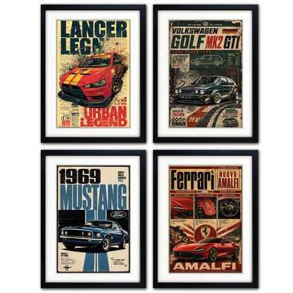 Auto Motor Classic Design Collection of 4 Prints | A3 Satin Luxury Paper | No.2