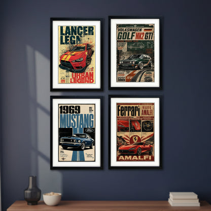 Auto Motor Classic Design Collection of 4 Prints | A3 Satin Luxury Paper | No.2