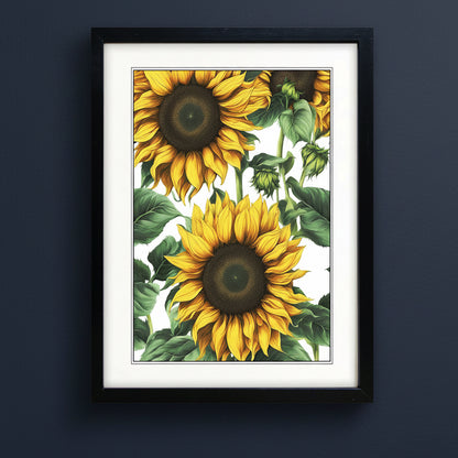 Vintage Sunflower Painting | A3 Satin Print | No.8