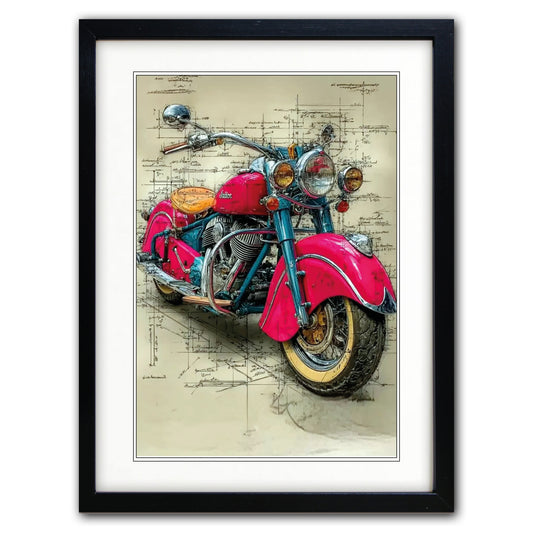 Vintage Motorbike Illustrated | A3 Art Print | No.1
