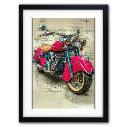 Vintage Motorbike Illustrated Poster| A3 Luxury Paper Art Print | No.1