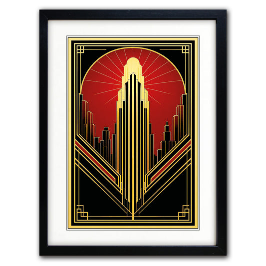 Art Deco Stylised City Scape Print | A3 Luxury Satin Paper | No.3