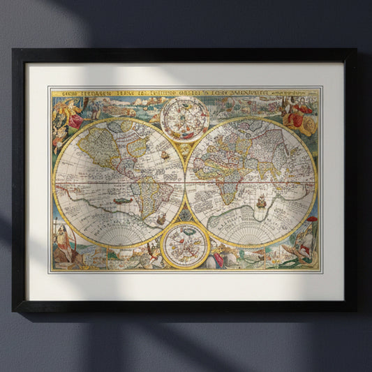 Antique World Map Reproduction Print | A3 Satin | No.3