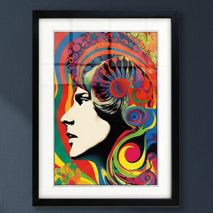 Retro 1960s Kaleidoscope Fashion A3 Print | Satin | No.03