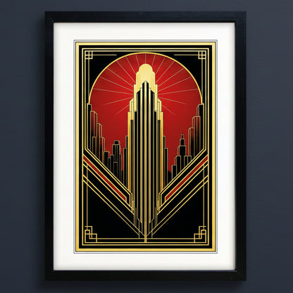 Art Deco Stylised City Scape Print | A3 Luxury Satin Paper | No.3