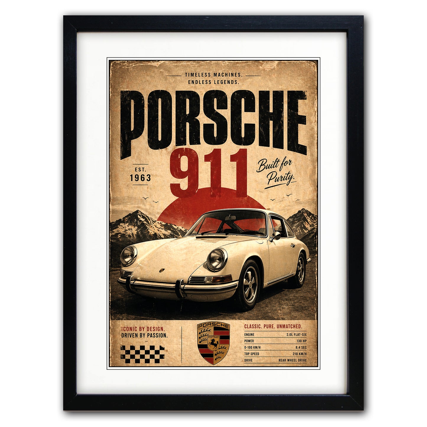 Auto Motor Classic Design Print | A3 Satin Luxury Paper | No.4
