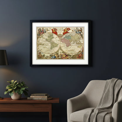 Antique World Map Reproduction Print | A3 Satin | No.4