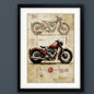 Vintage Motorbike Illustrated Poster| A3 Luxury Paper Art Print | No.6