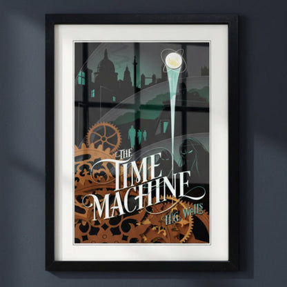 A framed art print of H.G. Wells The time Machine.