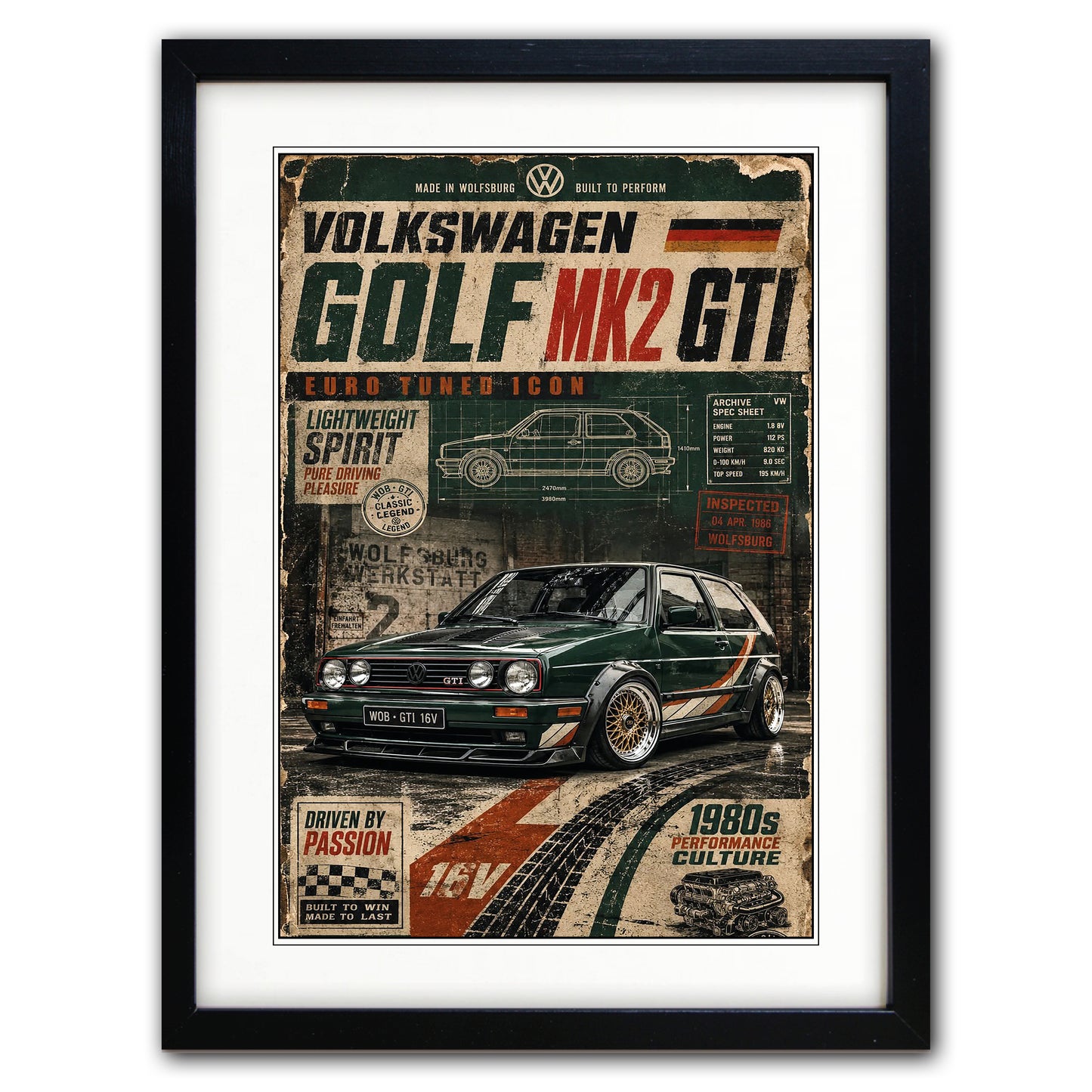 Auto Motor Classic Design Collection of 4 Prints | A3 Satin Luxury Paper | No.2