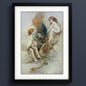 Framed art print featuring a vintage-style illustration of two nude children in a soft, pastel-toned scene, enclosed in a black frame with a white mat.