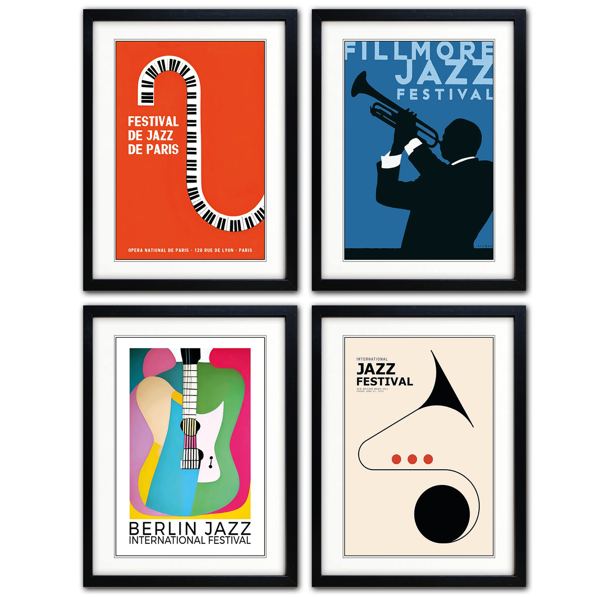 Vintage Jazz Festival Promotion Poster Prints Collection of 4 | A3 Luxury Satin | No.1