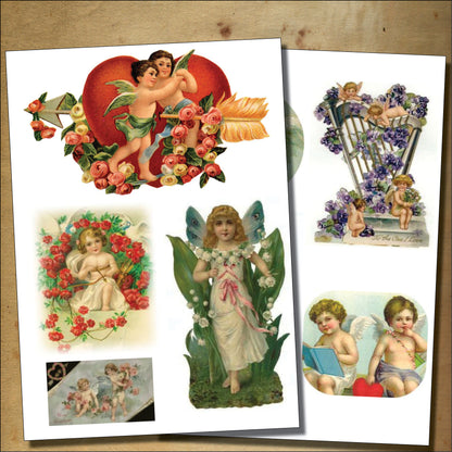 Valentine's Day Victorian Illustrations | 2 Self-Adhesive A4 Gloss Craft Sheets | No.2