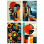 Abstract Modernist Poster Paintings A3 Luxury Satin Paper | Set of 4 Prints | No.1