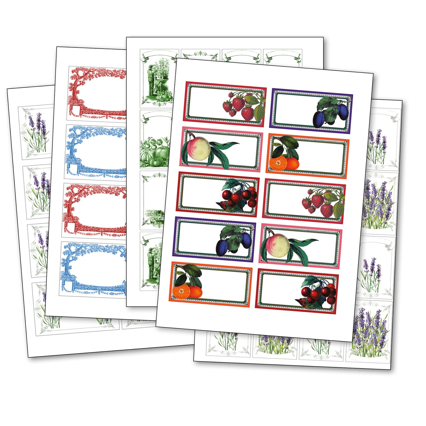 Vintage jam conserve labels by Bubbadoodoo, printed cover design for homemade jam jars with classic, decorative labels.