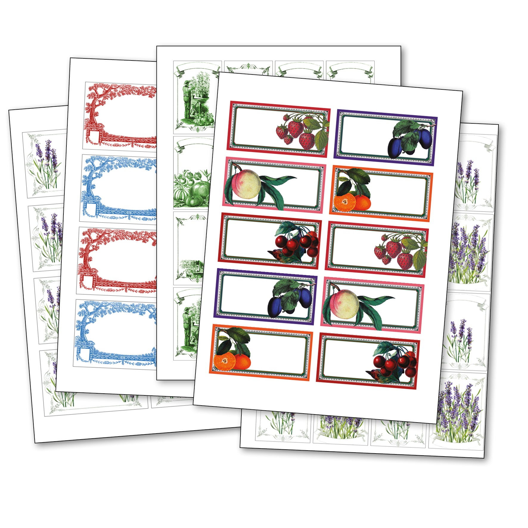 Vintage jam conserve labels by Bubbadoodoo, printed cover design for homemade jam jars with classic, decorative labels.