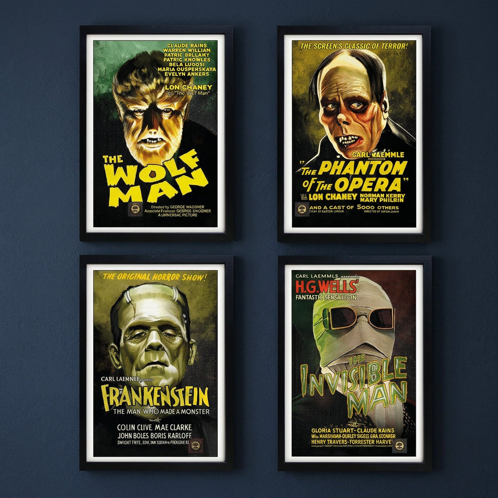 Vintage Horror Movie Posters | Set of 4 | Digital PDF Download | No.2