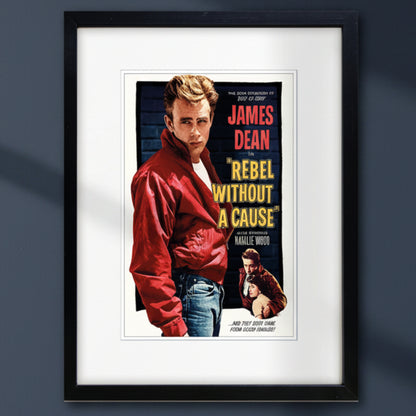 James Dean A3 print by Bubbadoodoo featuring a stylish portrait of the iconic actor on high-quality paper.