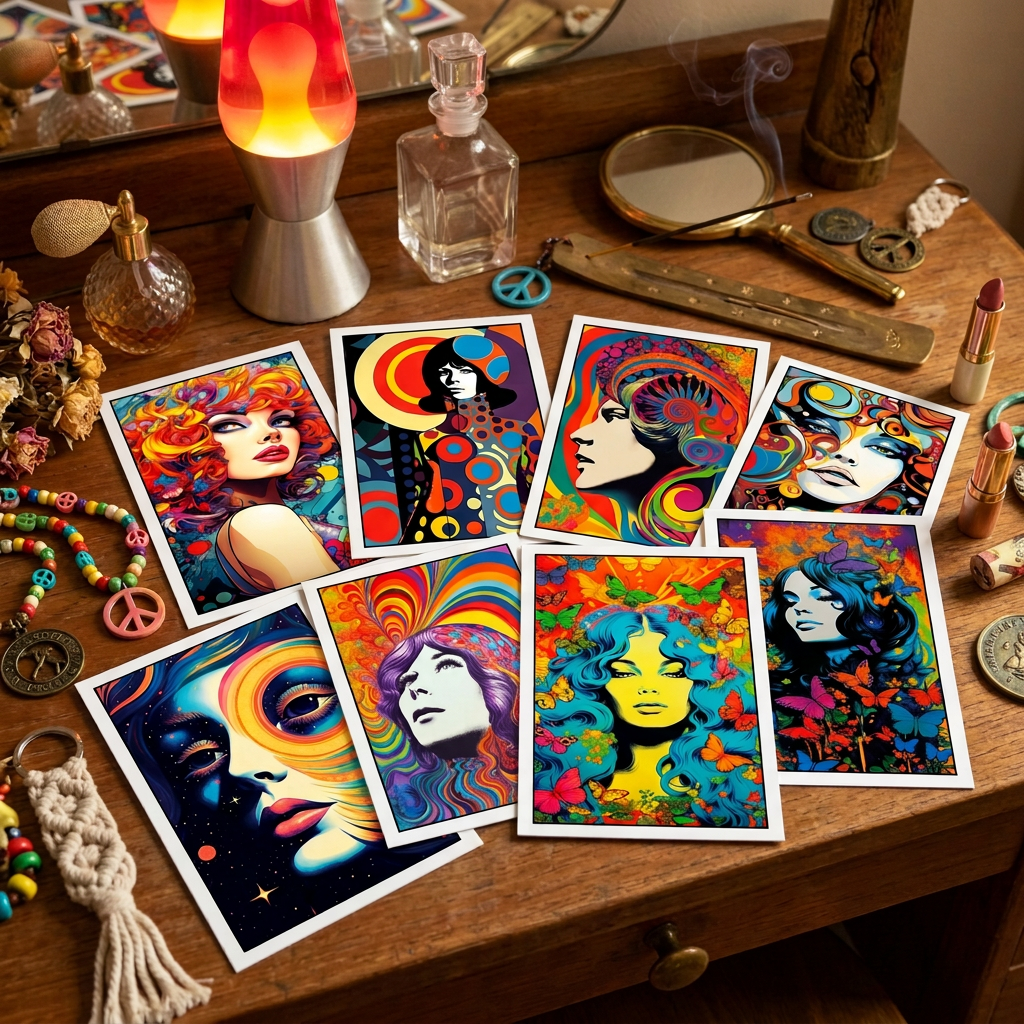 Vintage 1960s Psychedelic Kaleidoscope Postcards | Pack of 8