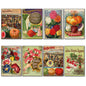 Set of 8 vintage botanical seed packet fridge magnets by Bubbadoodoo, featuring detailed floral and plant illustrations.