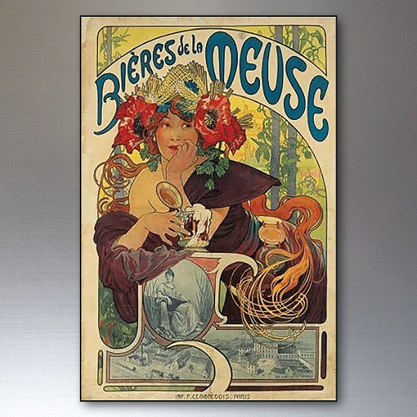 Vintage Art Nouveau Set of 8 Fridge Magnets | Alphonse Mucha | No.1