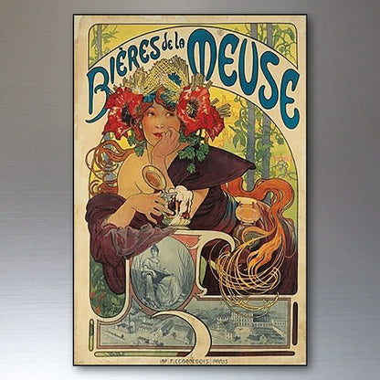 Vintage Art Nouveau Set of 8 Fridge Magnets | Alphonse Mucha | No.1