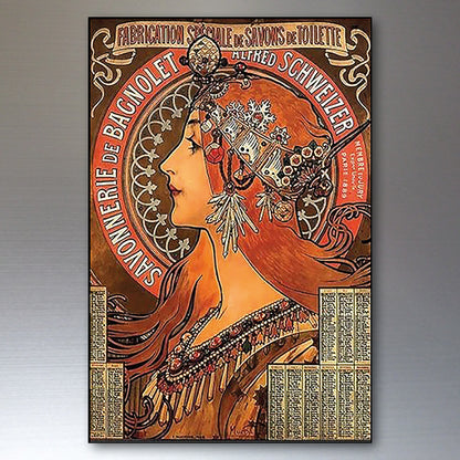 Vintage Art Nouveau Set of 8 Fridge Magnets | Alphonse Mucha | No.1