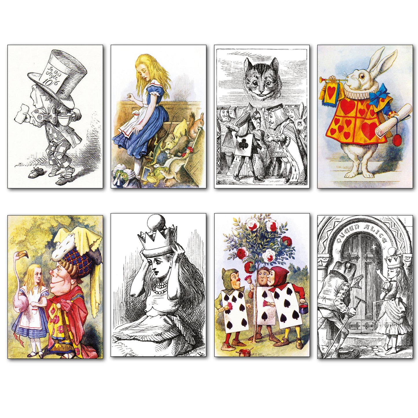 Alice in wonderland vintage illustrations from novel by c s lewis set of 8 fridge magnets