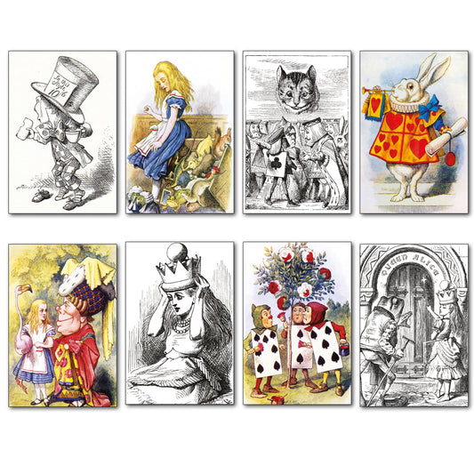 Alice in wonderland vintage illustrations from novel by c s lewis set of 8 fridge magnets