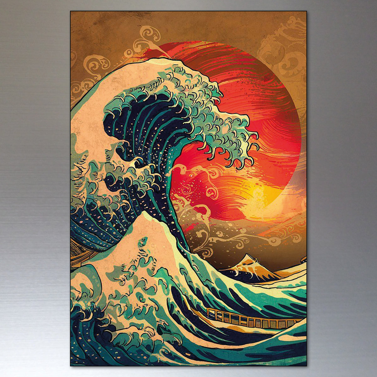Japanese Modern Art Vintage Landscape Scenes | Set of 8 Fridge Magnets | No.4