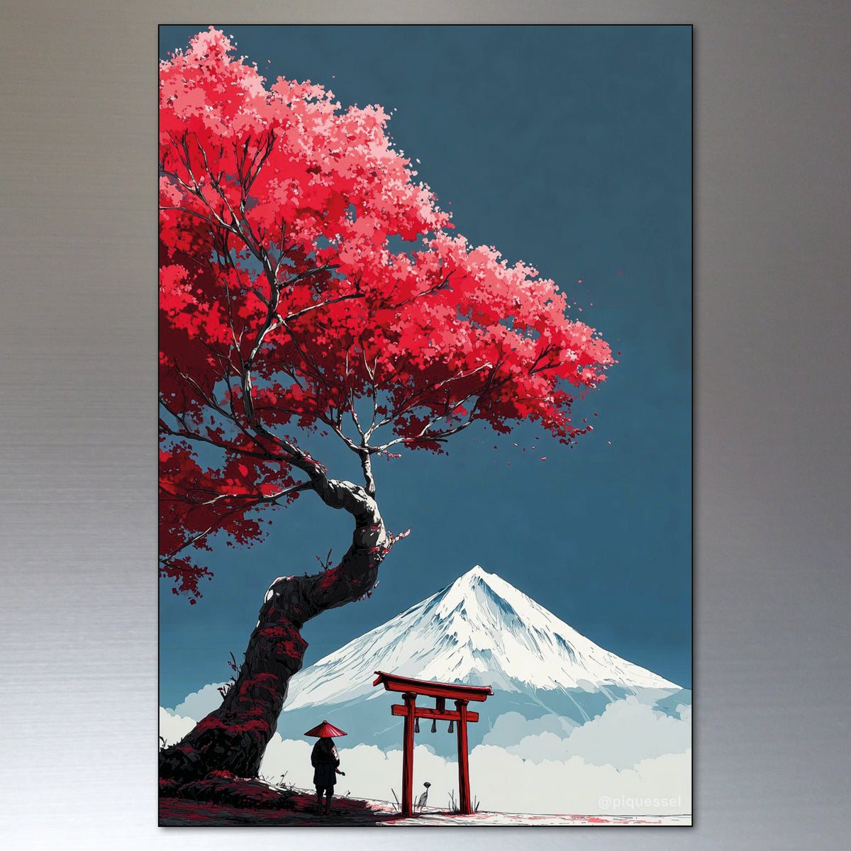 Japanese Modern Art Vintage Landscape Scenes | Set of 8 Fridge Magnets | No.4