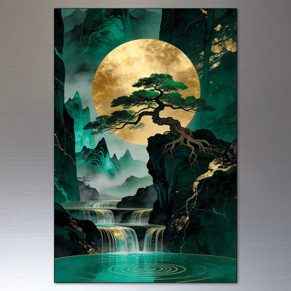 Japanese Modern Art Vintage Landscape Scenes | Set of 8 Fridge Magnets | No.4