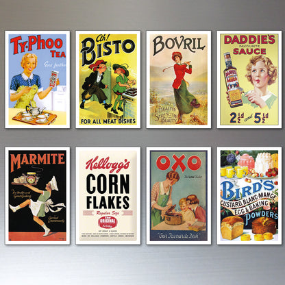 Vintage British Grocery Advertisement Fridge Magnets | Set of 8