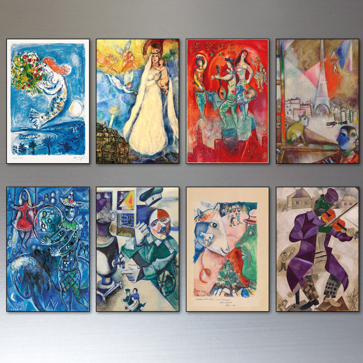 Marc Chagall Famous Paintings Fridge Magnets | Set of 8