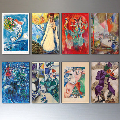 Marc Chagall Famous Paintings Fridge Magnets | Set of 8