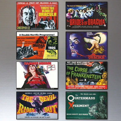 Vintage Hammer Horror Movie Poster Fridge Magnets Set of 8 | Classic Horror Gift | No.1