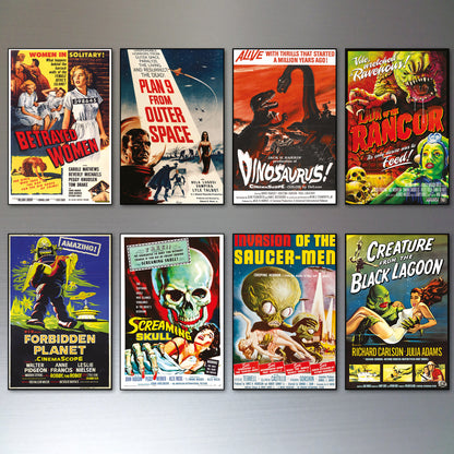 Vintage B-Movie Poster Fridge Magnets | Set of 8 | No.2