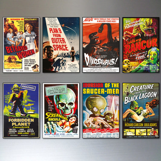 Vintage B-Movie Poster Fridge Magnets | Set of 8 | No.2