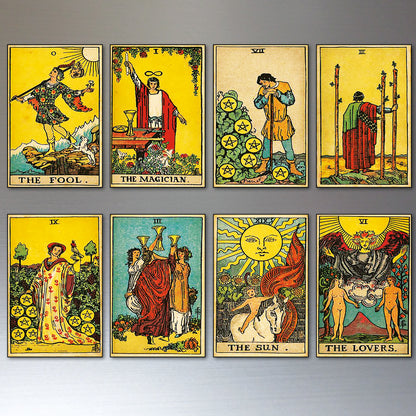 Vintage Tarot Card Fridge Magnets | Set of 8 | No.1