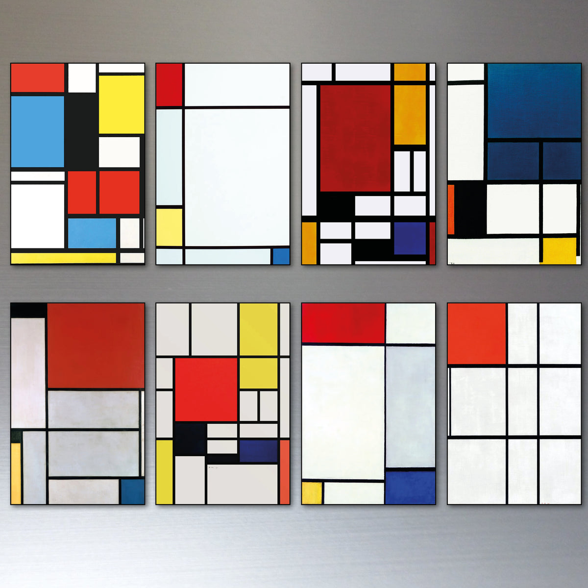 Mondrian Neo-Plasticism Abstract Art Fridge Magnets | Set of 8