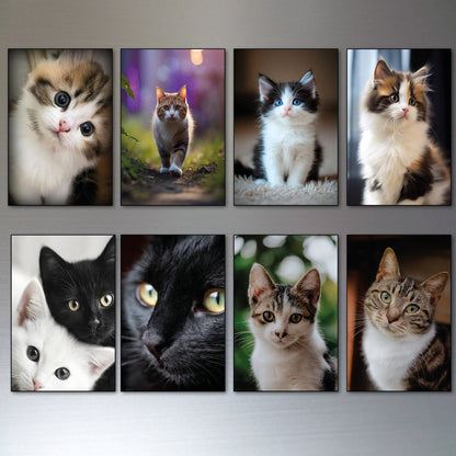 Cute Cat Fridge Magnets | Set of 8 | No.1