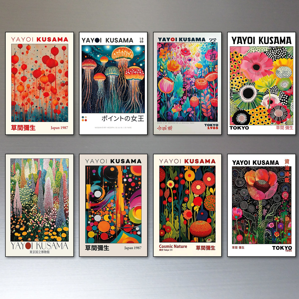 Yayoi Kusama Japanese Pop Art Fridge Magnets | Set of 8