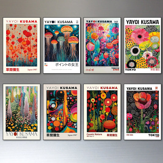 Yayoi Kusama Japanese Pop Art Fridge Magnets | Set of 8